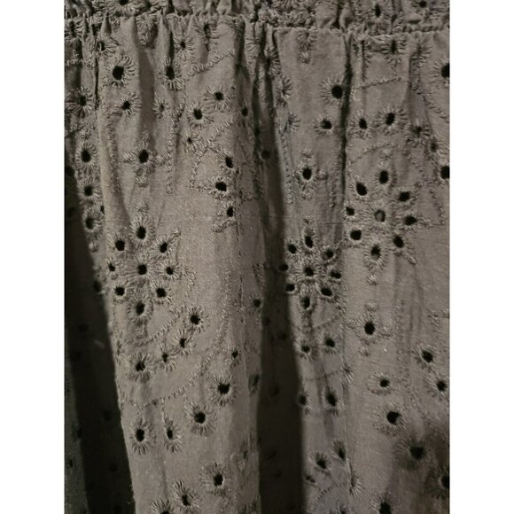 Lungo L'Arno Italy Med High Low Dress Black Lagenlook Eyelet Hem Boho Hippie - Picture 5 of 9